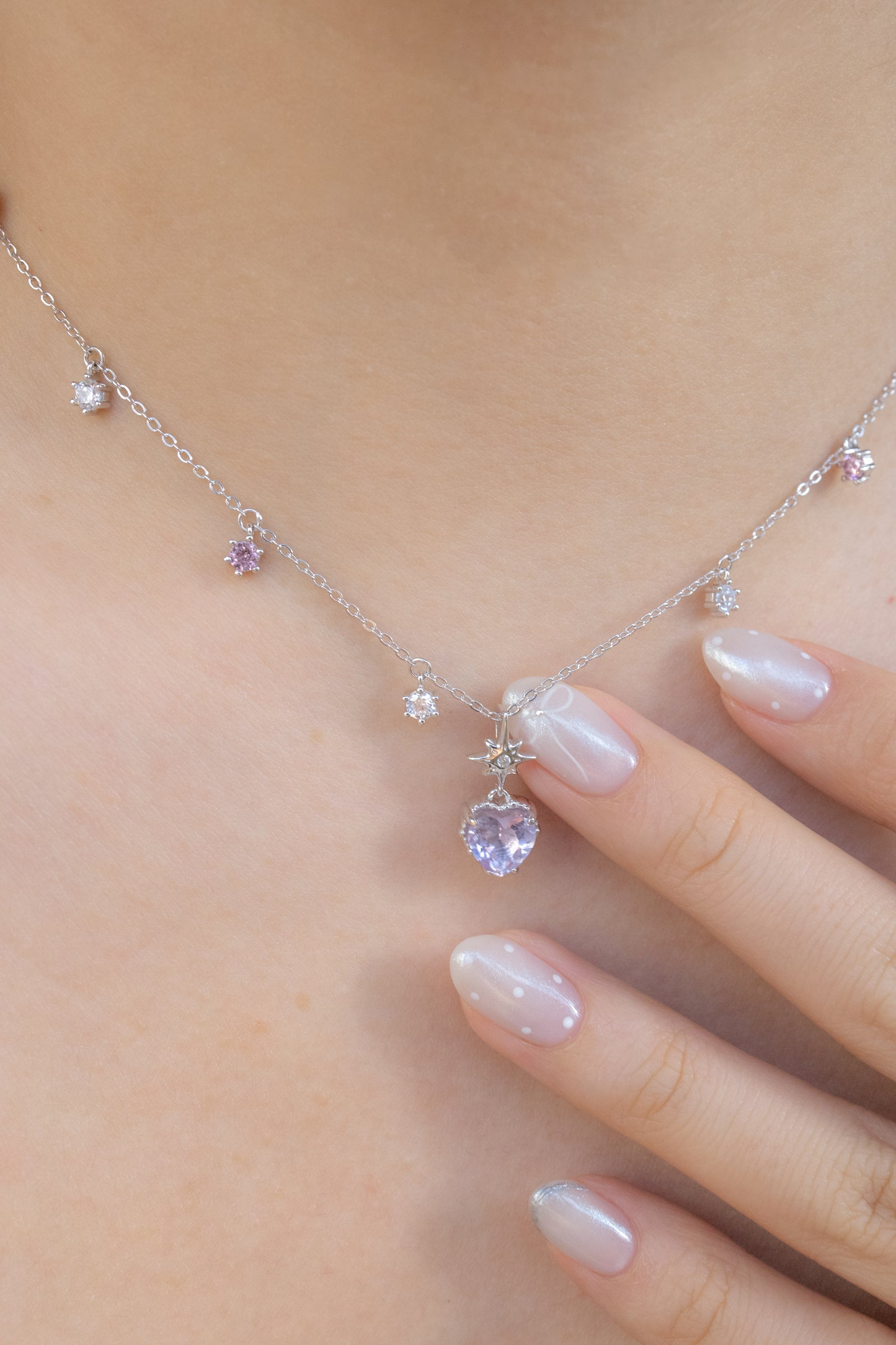 LAVENDER TWINKLE SILVER NECKLACE - LAVENDER