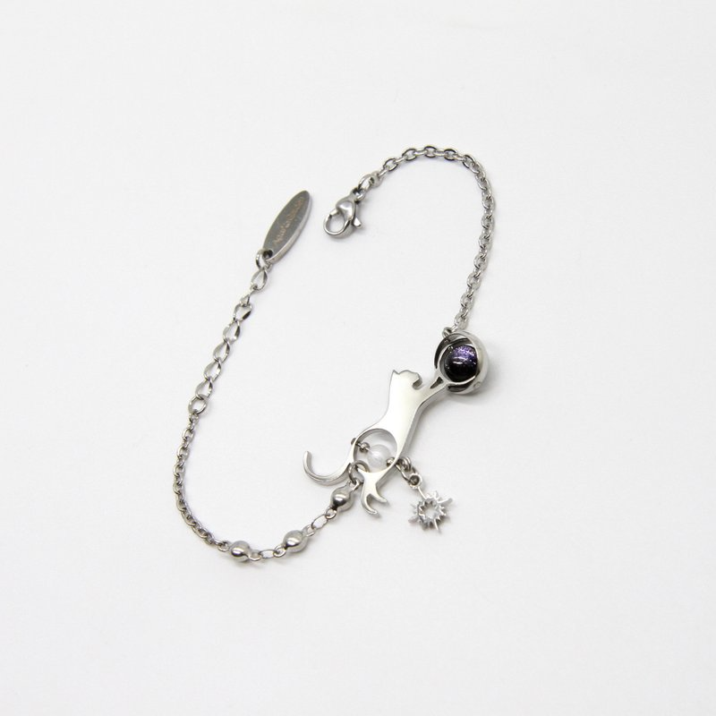 A085-S LunaWhisker 貓玩球喵月光石手鍊