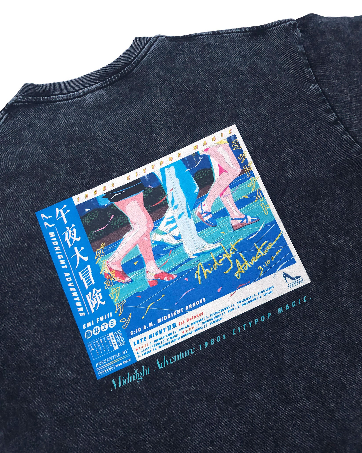 【Regular Size】Midnight Adventure Colorful Reflective T-shirt Washed Black
