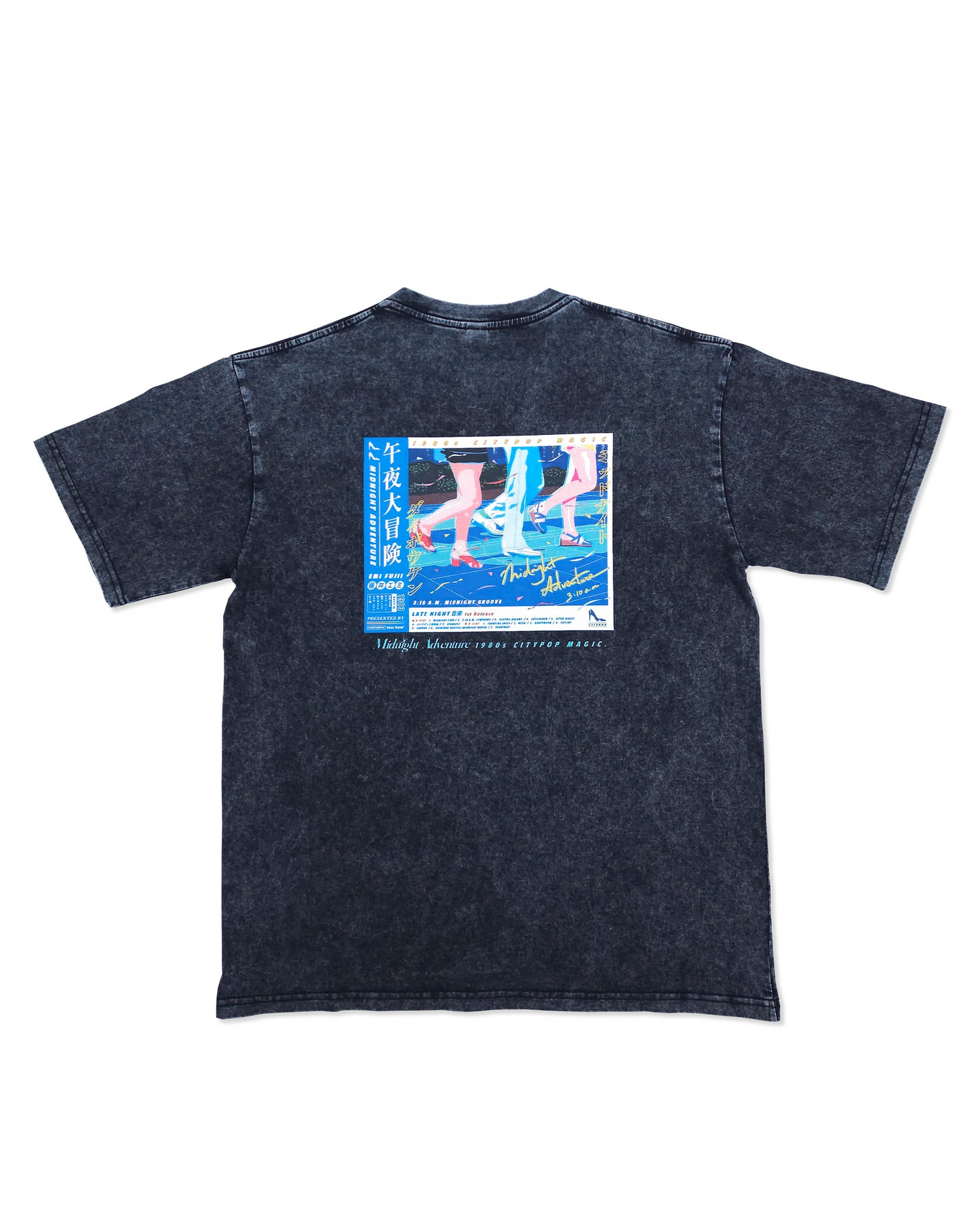 【Regular Size】Midnight Adventure Colorful Reflective T-shirt Washed Black