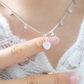 PEACH TWINKLE SILVER NECKLACE - ROSE QUARTZ