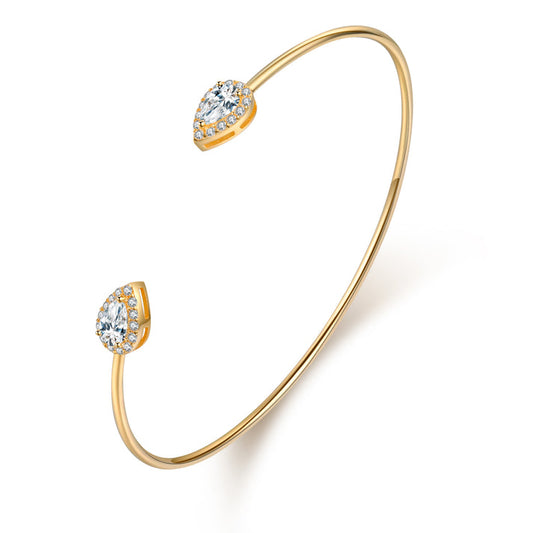 Pear-Shaped Crystal Encrusted Bangle - Gold