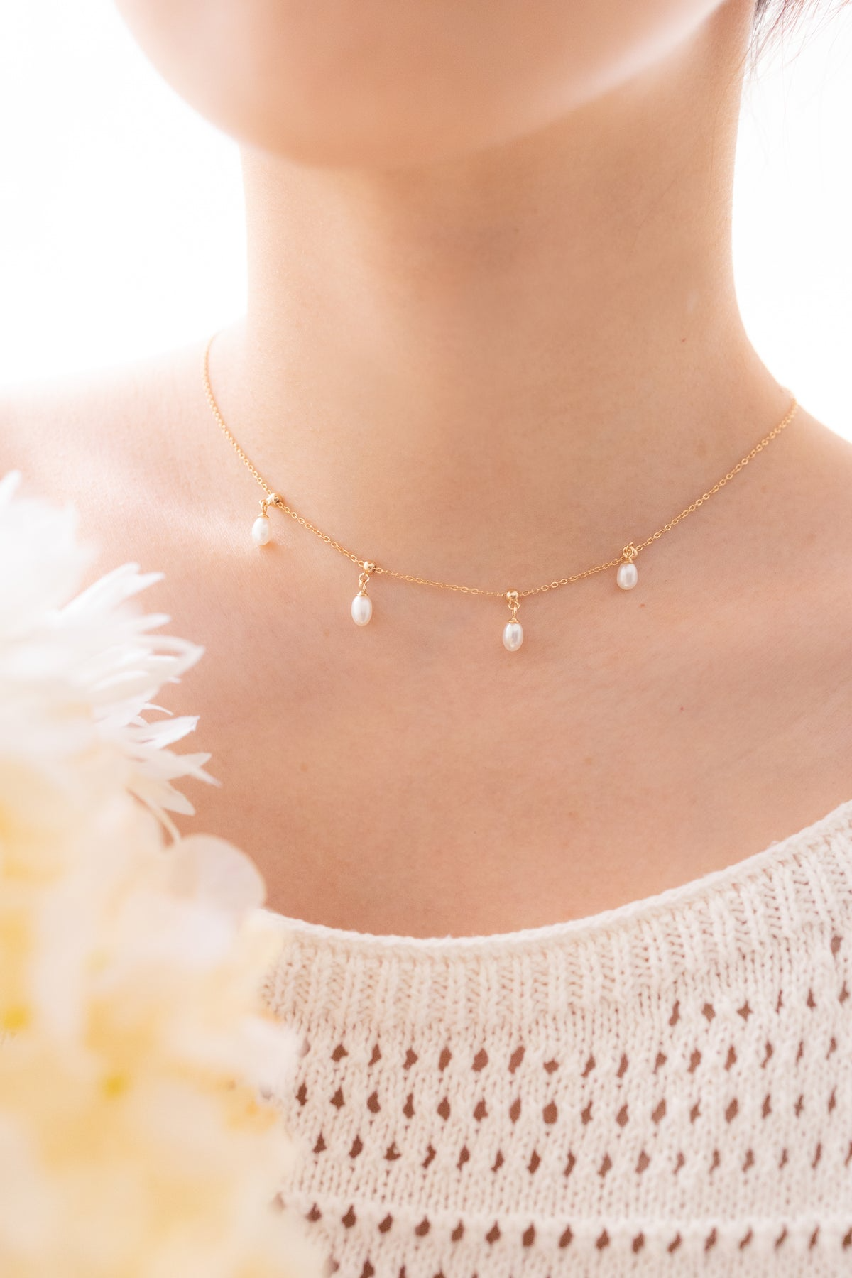 BUBBLE FLORA NECKLACE - MOONSTONE - TWO WAY - REMOVABLE CHARM