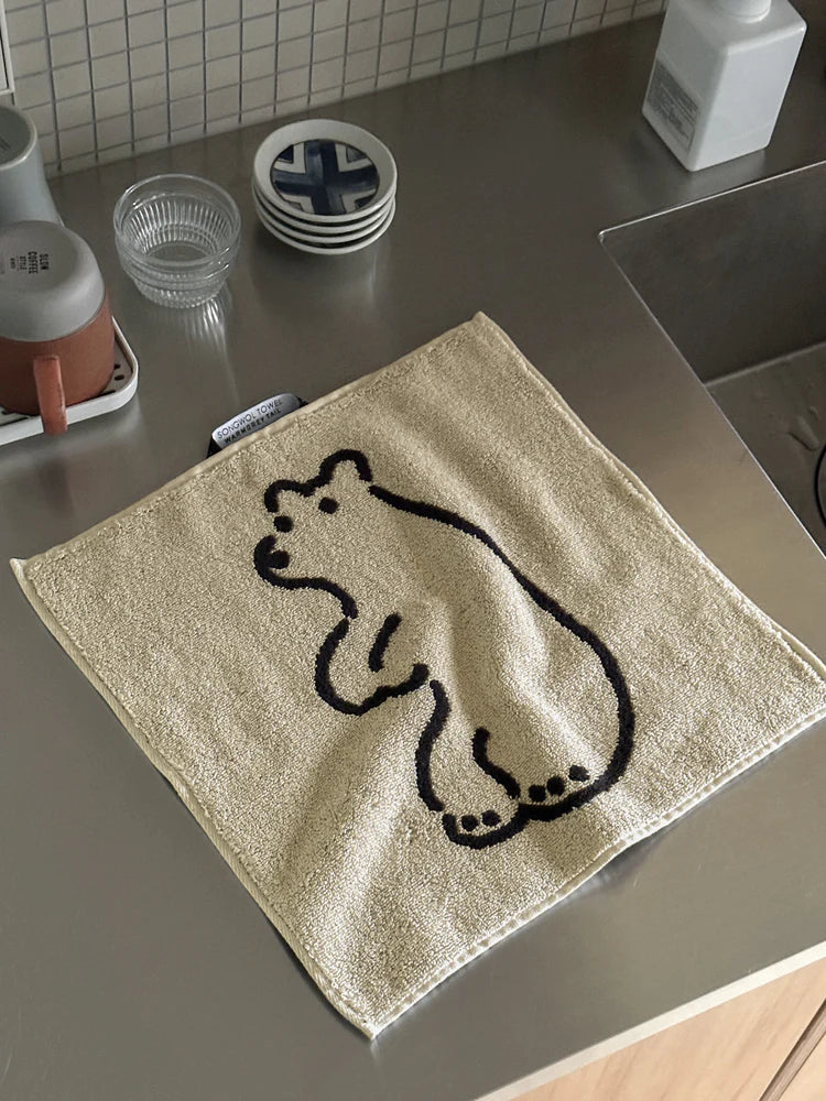 Huggy Bear Hand Towel - Cream