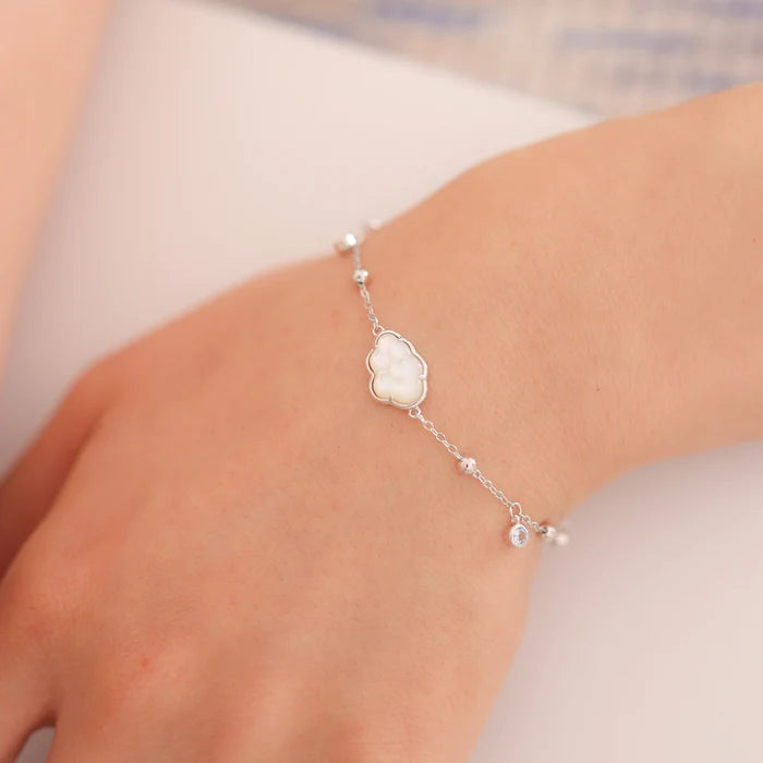 Bubble cloud silver bracelet (White Shell)