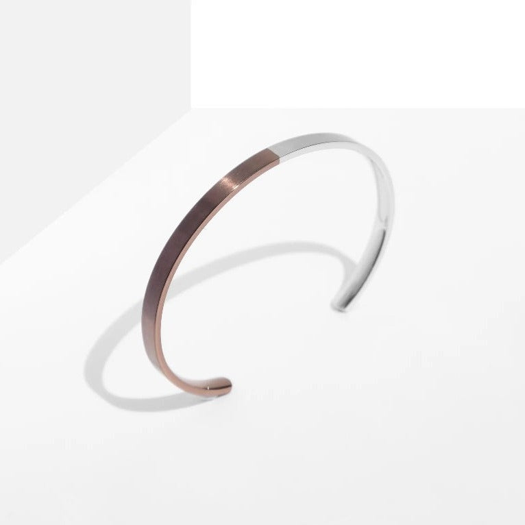 2-Tone Minimal Cuff Bracelet | Bronze
