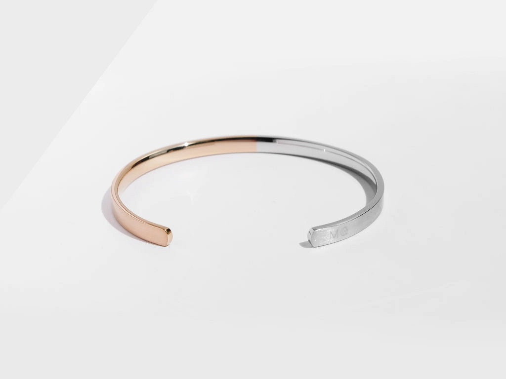 2-Tone Minimal Cuff Bracelet | Rose Gold