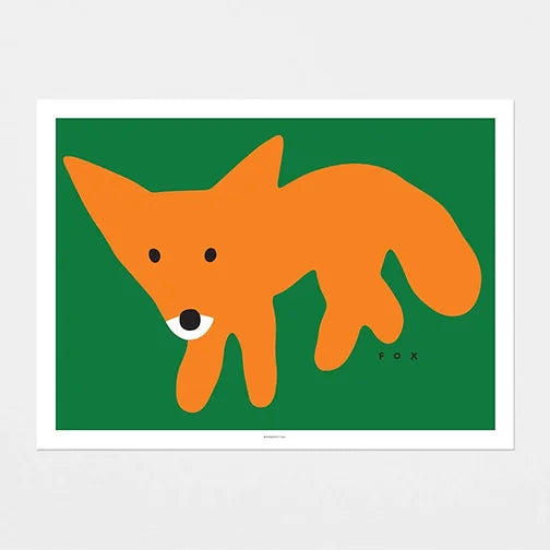 Red Fox Green Poster | Warmgrey Tail