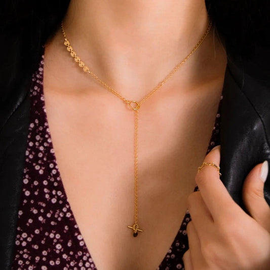 14K Gold Filled Side Dotted Necklace (Day)