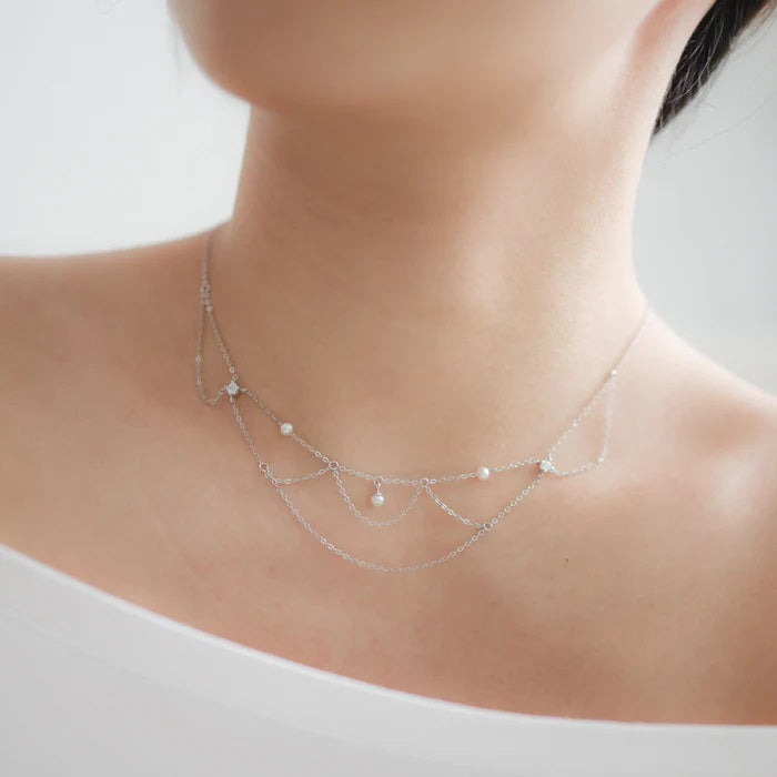 Chandelier Lace Necklaces Silver