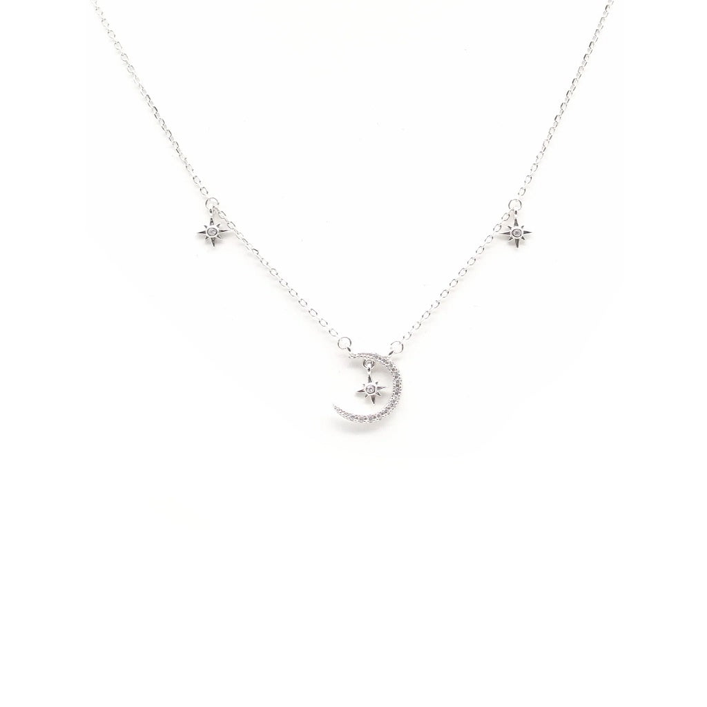 Crescent Moon Necklace Silver