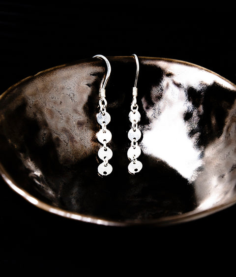 Silver Dit And Dot Earrings