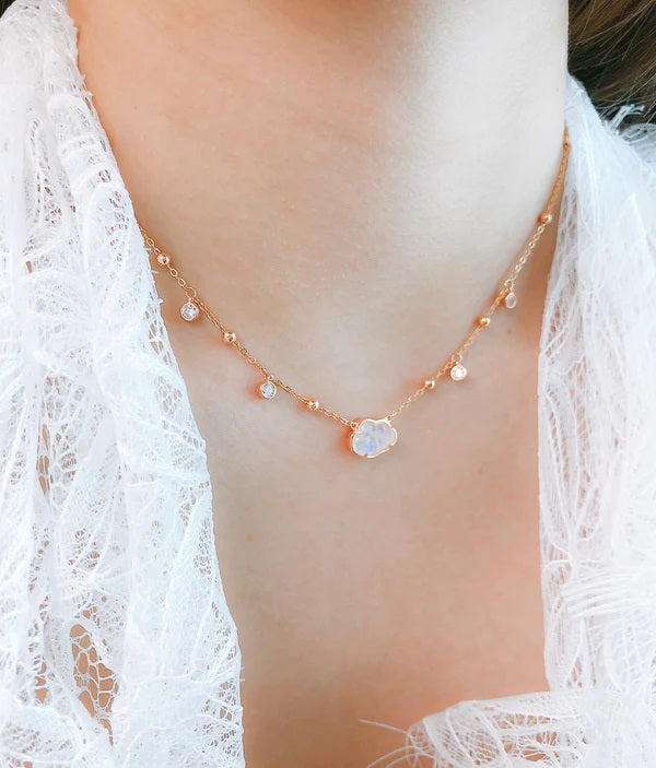 Bubble Cloud Necklaces Moonstone Rose Gold