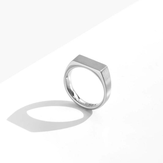 Dual Texture Signet Ring | Silver