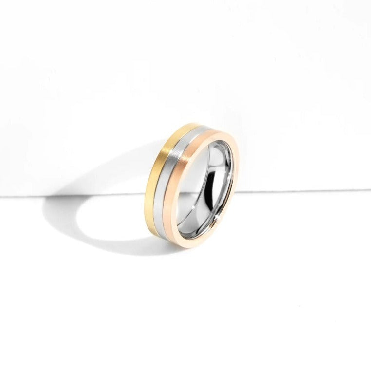 Linear 3-Tone Ring | Gold