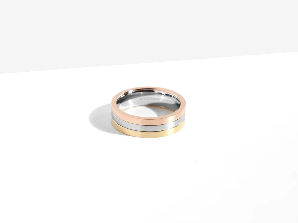 Linear 3-Tone Ring | Gold