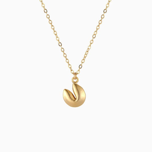 Fortune Cookie Necklace Gold