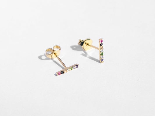 Mini 5-Stone Earrings | Gold Rainbow
