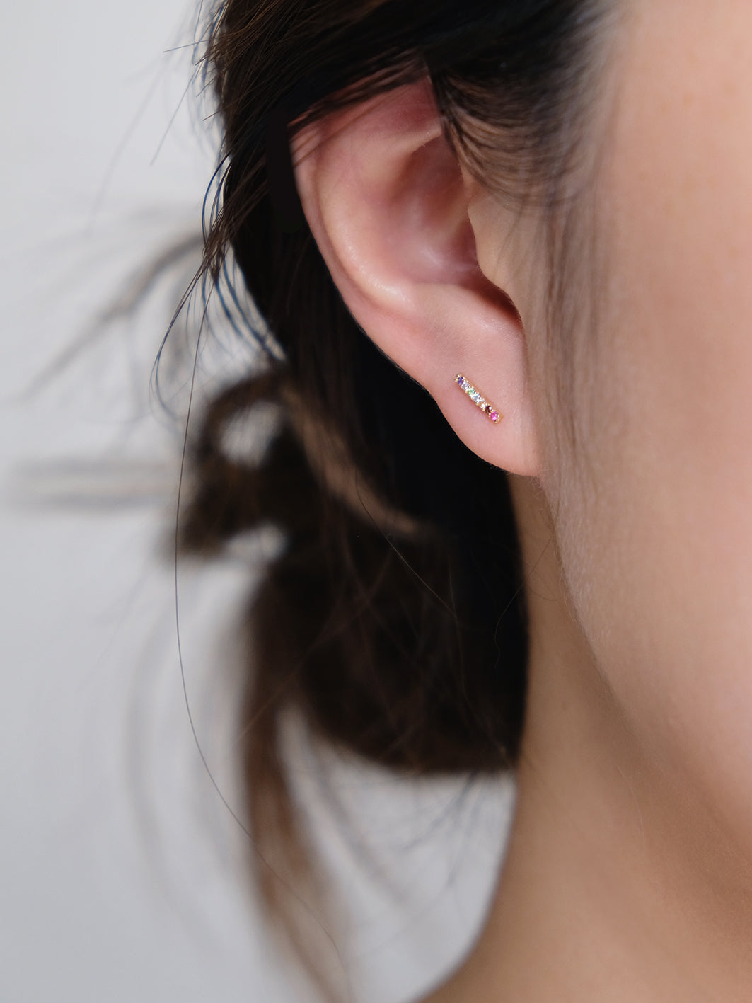 Mini 5-Stone Earrings | Gold Rainbow