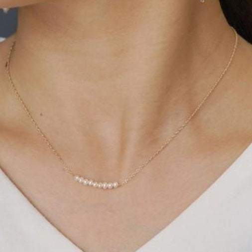 14kgf Freshwater Pearl Line Necklace