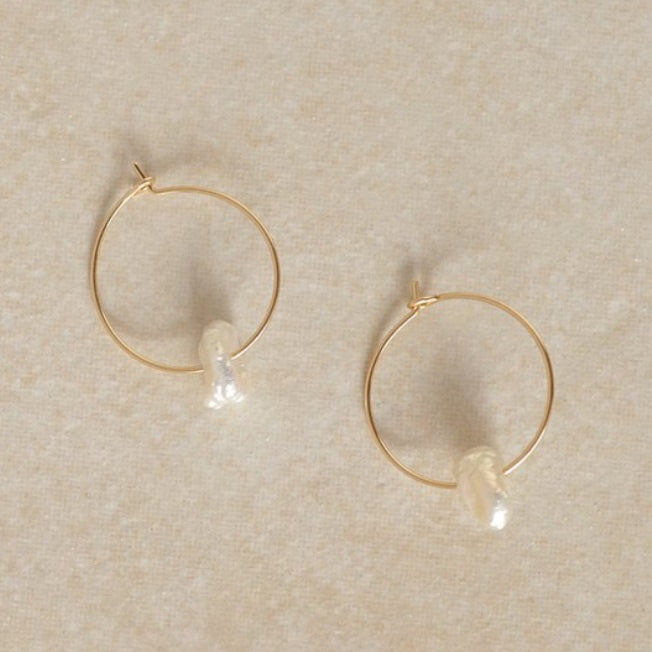14kgf Pearl Hoop Earrings