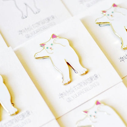 伸長貓 喵喵襟章 (黑/白/灰/深灰/淺灰/三色/純金/純銀/純黑)